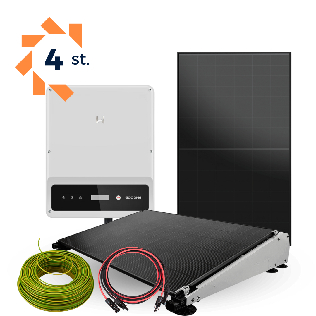 Zonnepanelen set 4 panelen – Bundel Plat dak, 1fase, string omvormer