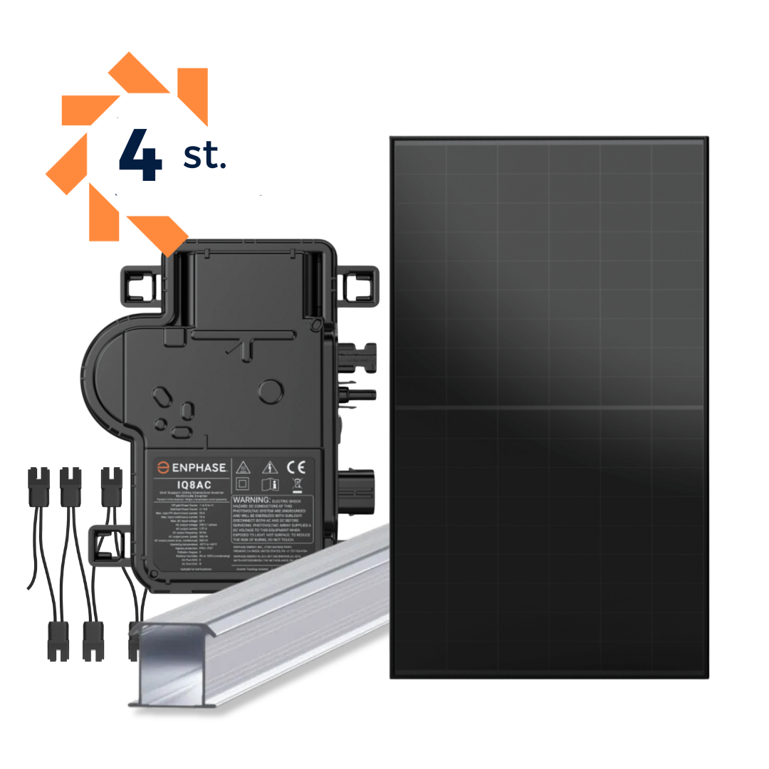 Zonnepanelen set 4 panelen – Bundel schuin dak, 3fase, micro omvormer