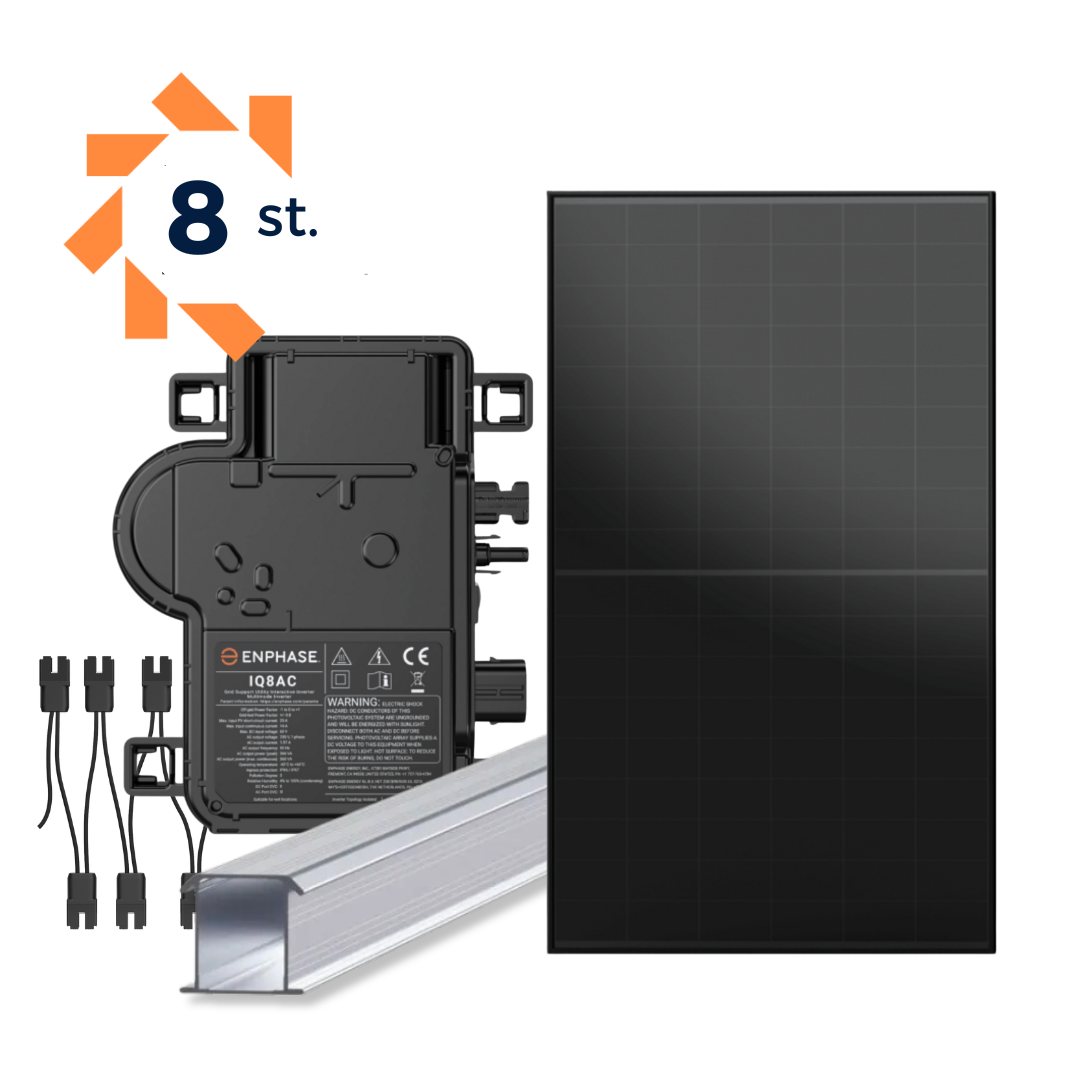 Zonnepanelen set 8 panelen – Bundel schuin dak, 3fase, micro omvormer